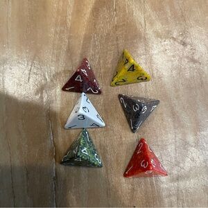 Chessex 4 Sided D4 Dice, 6 Pieces - Red, Green, Slate, Yellow, Orange, White,RPG